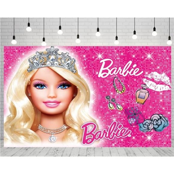 Sparkling Birthday Party Decorations Girl Birthday,Baby Shower Pink Barbie 5x3ft - Picture 6 of 7